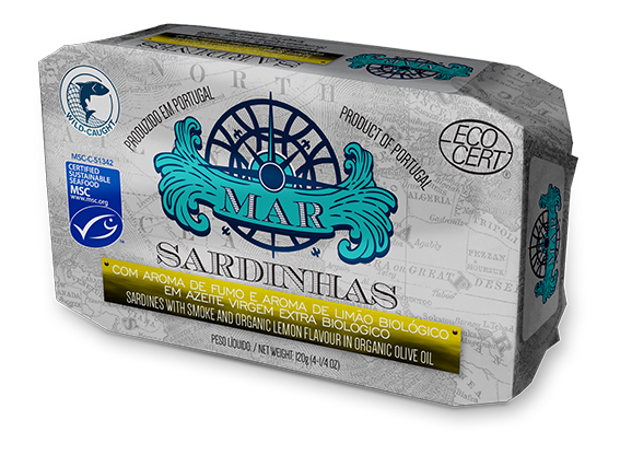 Sardines in Organic Extra Virgin Olive Oil with Lemon Flavor and Smoke Flavor